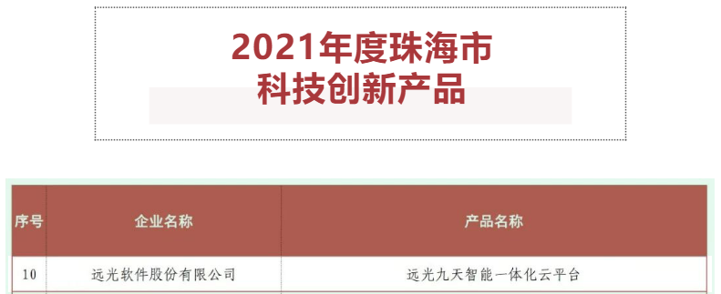 亿万先生九天云平台荣获“2021年度珠海市科技创新产品”